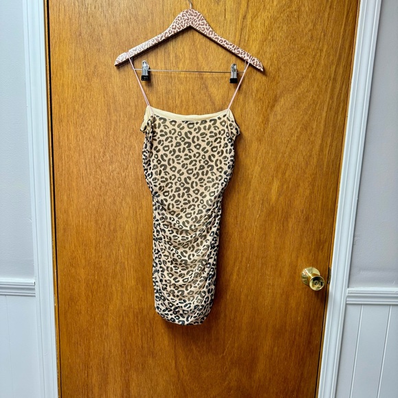 Sandy Liang Lily Leopard Print Sleeveless Ruched Mini Dress Bodycon 6 - Picture 14 of 15
